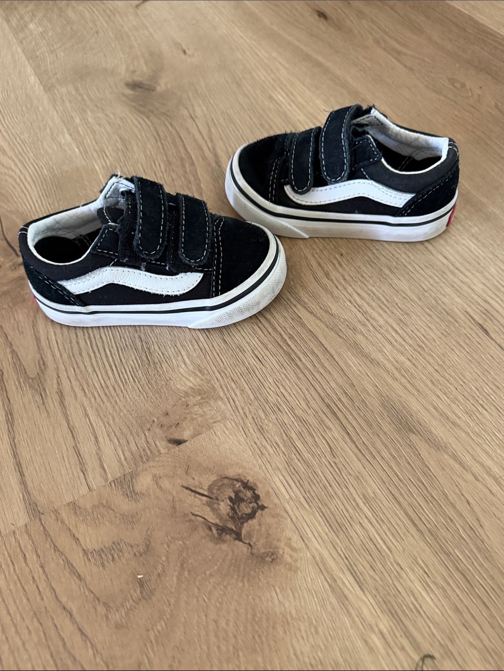 Vans Kids Black and White Velcro Skate Sneakers